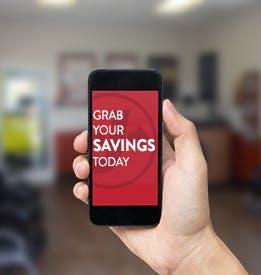 Mobile Phone with Text - Grab Your Savings Today